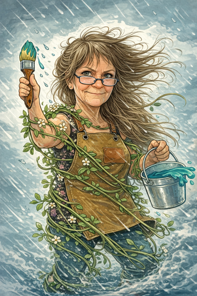Kelley being Swallowed by wind, rain and herbs