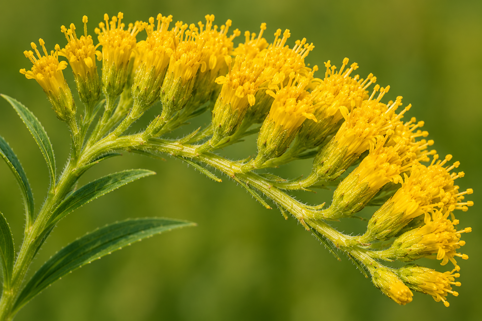 Goldenrod Flowers Side View