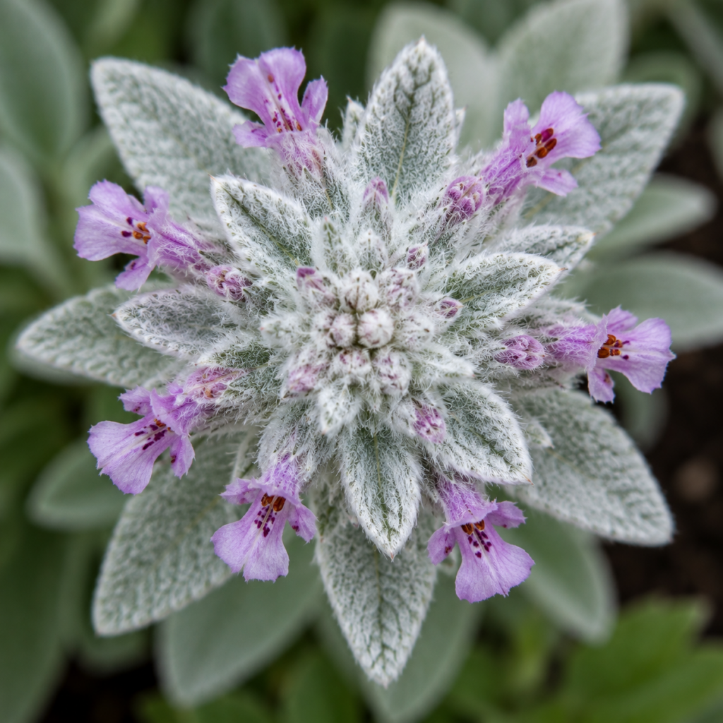 Lamb's Ear Flower Top View