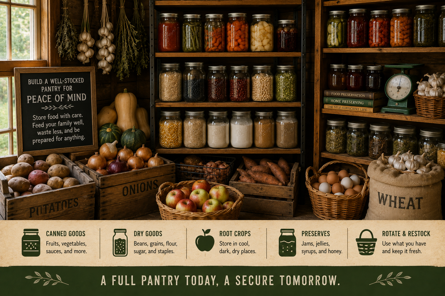 Homestead Food Storage: Pantry Space, Freezers, Canning Shelves, and Long-Term Food Security